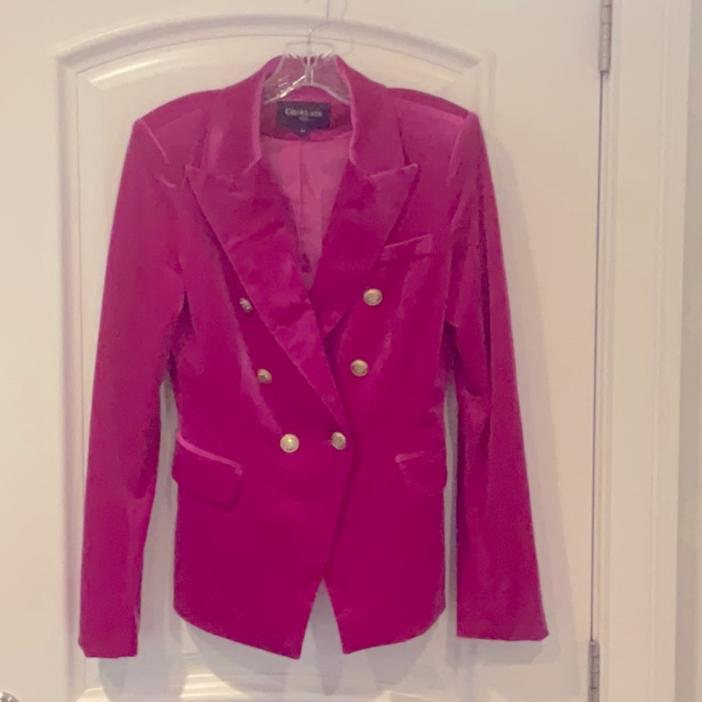 Velvet double breasted blazer